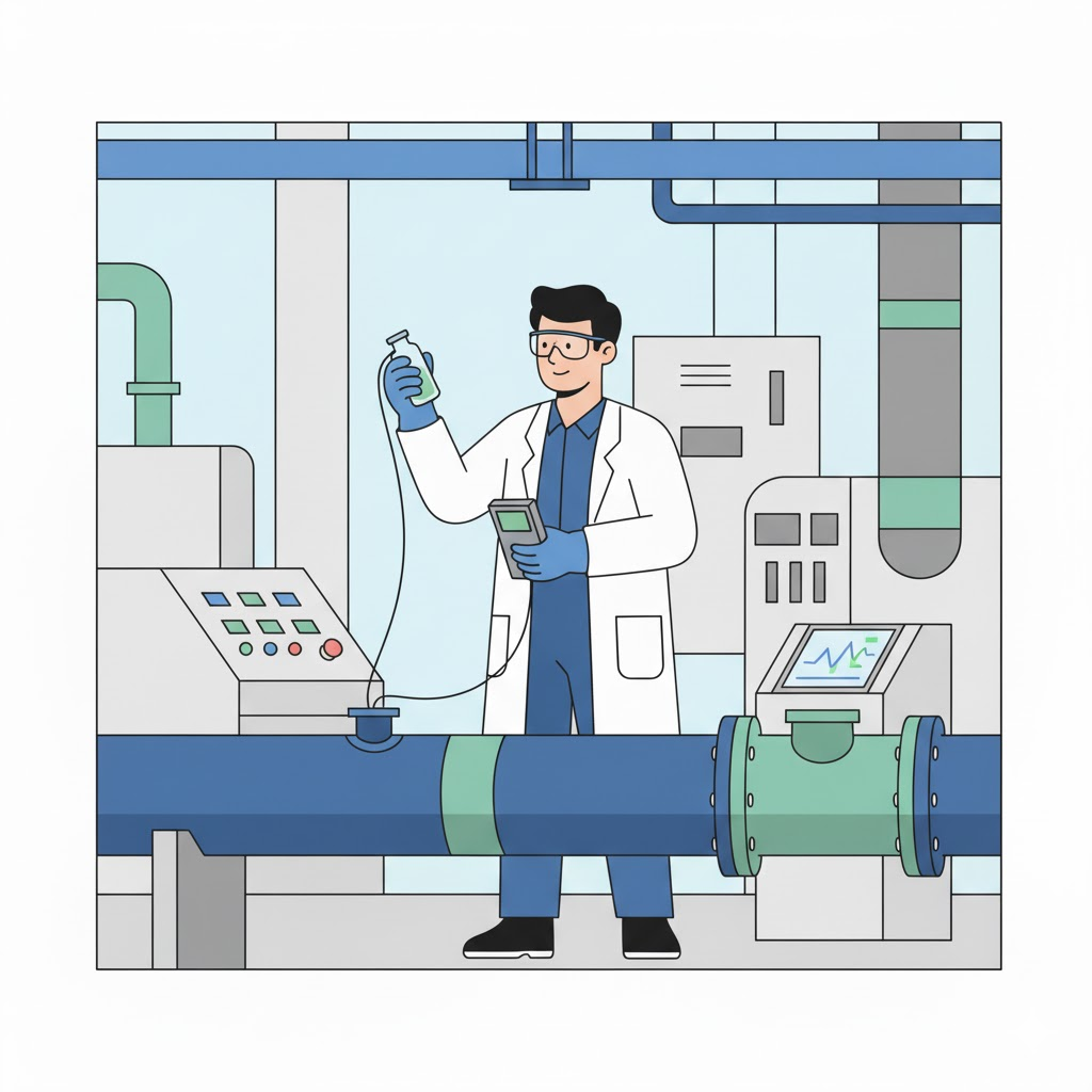 Laboratory assistant taking a sample